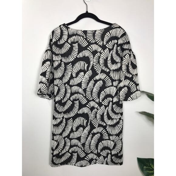 Anthropologie Maeve Windfall Textured White Black Short Mini Dress S Boho Summer - Picture 5 of 11